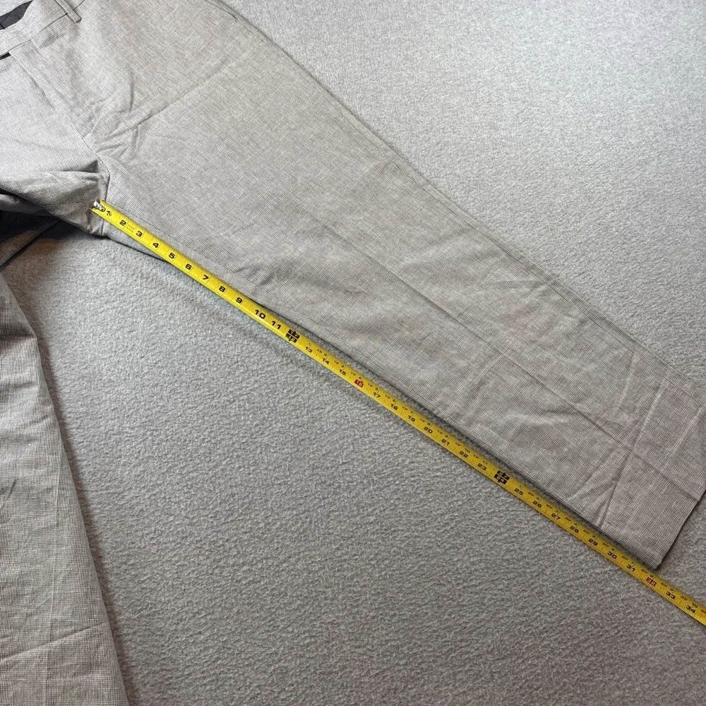 Banana Republic Slim Fit Men's 36x32 Linen Cotton Gray Micro Square Pattern Pant